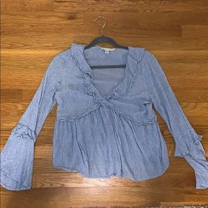 American Eagle Blue and White Stripped Blouse